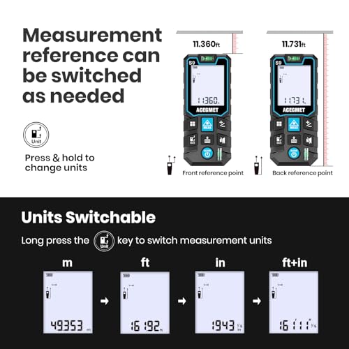 S9 229ft/70m Laser Measuring Tool, LCD Backlit Display - Image 6