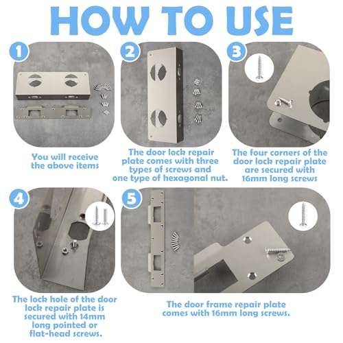 1 Set Silver Stainless Steel Lock and Door Reinforcement | Home Repair - Image 5