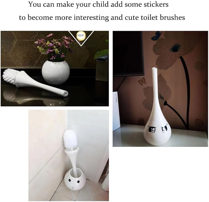White Bathroom Decor Toilet Brush and Holder Set,Modern Toilet Bowl Brush Household Cleaning Brush for Bathtub