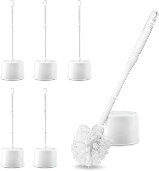 6 Sets Toilet Brush and Holder Toilet Cleaner Brush Set for Bathroom Toilet Bowl Brush with Caddy Toilet Scrubber for Cleaning, 14 Height(White)