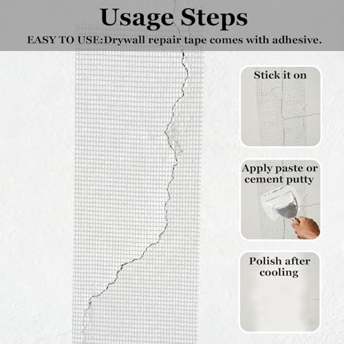 Drywall Mesh Tape, 6IN X 90FT 100% Fiberglass 8 Mesh Self - Image 6