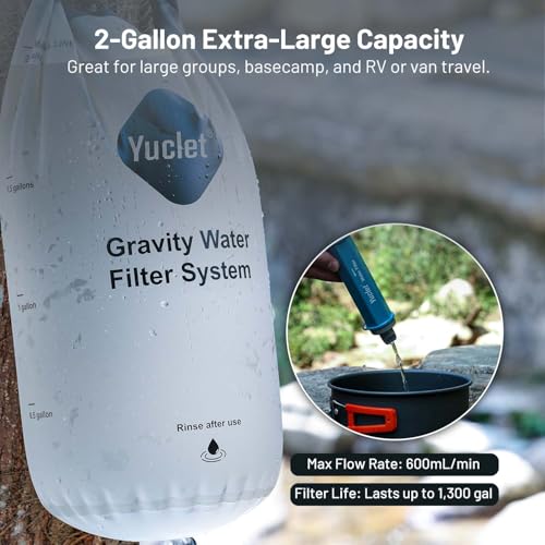 Yuclet Gravity Water Filter System w/ 2-Gal Bag & 0.1-Micron - Image 4