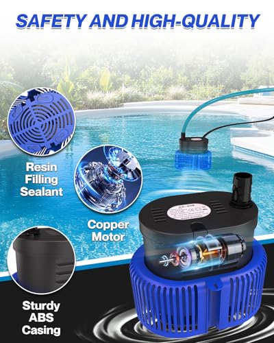 AgiiMan 850GPH Pool Cover Pump, Submersible Sump Pump above - Image 6