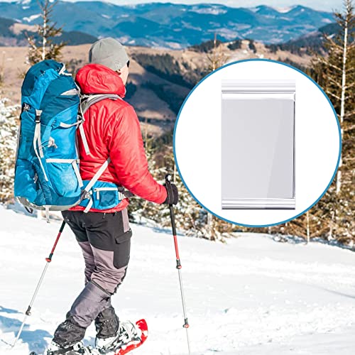 100 Pack Emergency Thermal Blankets Foil Space, Silver - Image 3