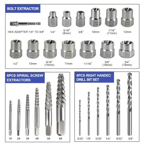26 Pcs Damaged Screw & Bolt Extractor Set, Stripped Bolt - Image 3