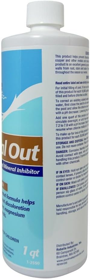 Pool Mate 1-Quart 2-Pack Concentrated Metal Out Stain and Mineral Inhibitor, Pool Metal Remover, Stain Remover, Made in USA