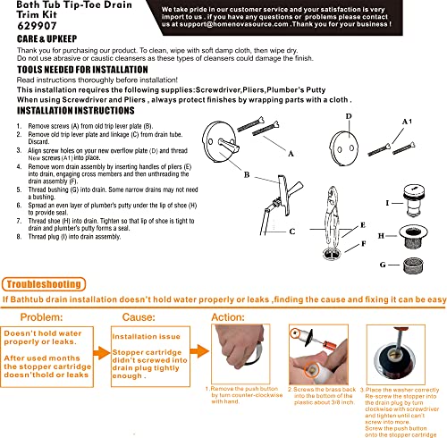 Tip-Toe Tub Trim Set with Two-Hole Overflow Faceplate - Image 8