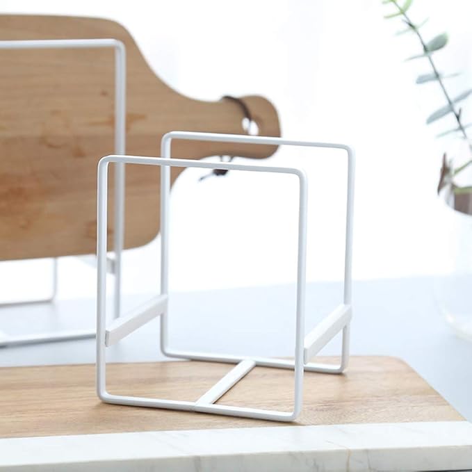 2PCS Plate Holders Organizer, Metal Dish Storage Dying Display Rack for Cabinet, Counter and Cupboard - White