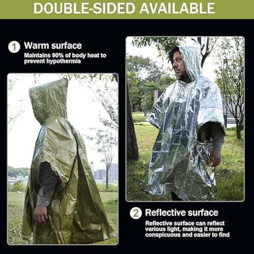 Emergency Survival Poncho (4pc) Thermal Mylar Foil Coating - Image 5