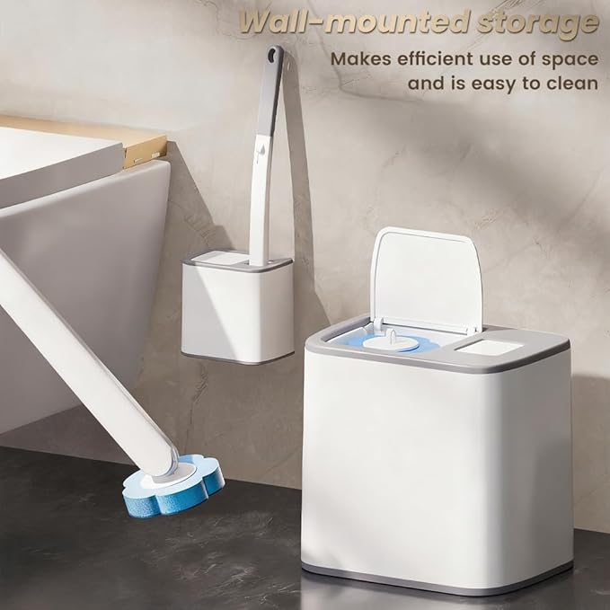 HomeBeyond Disposable Toilet Brush, Toilet Cleaning System with 24pcs Refills Brush, Extended Handle Bowl for Hygienic Bathroom Maintenance, Bathtub