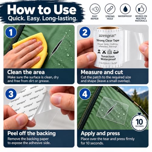 Clear Tenacious Waterproof Tape for Tents, Inflatables - Image 6