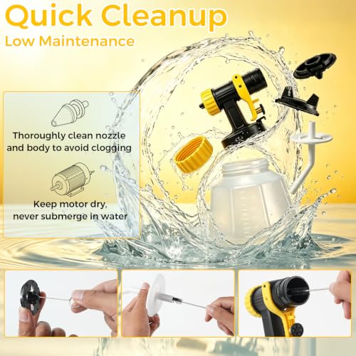 700W Paint Sprayer with 4 Nozzles (1 Pre-Installed), Yellow - Image 6