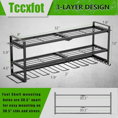 Power Tool Organizer - 3 Layer 8 Drill Holder Wall Mount - Image 3