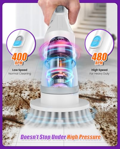 Electric Spin Scrubber, Cordless Long Handle, 6 Attachments - Image 5