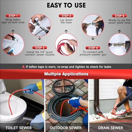 Sewer Jetter Kit for Pressure Washer – 200ft Water Jet - Image 6