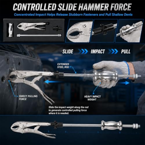 Locking Pliers Slide Hammer Puller, Heavy Duty Stud Extractor - Image 4