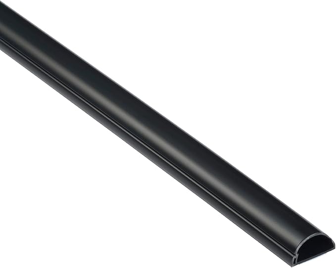 D-Line Half Round Cord Hider, Patented Cable Cover, Hide TV Wall Mount Wires, Raceway for Cords, Decorative Wire Covers, Paintable, Adhesive Cable Concealer, 1x 0.78in W x 0.39in H x 39in L, Black