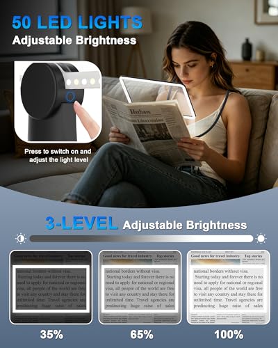 10X Large Rechargeable HandsFree Magnifying Glass with Light - Image 3