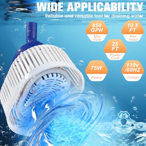 Pool Cover Pump with Lights, Above Ground Sump Pump - Image 7