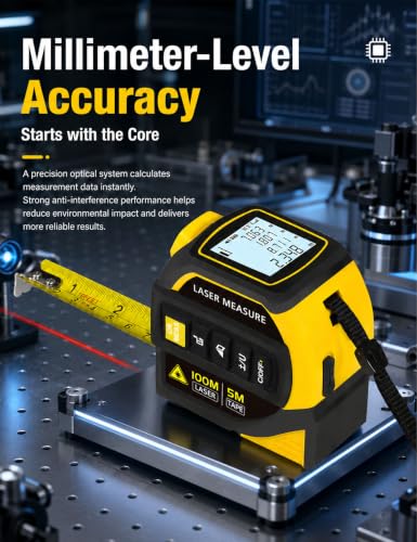 4-in-1 Laser Tape Measure, 328FT Laser Distance Meter with 16FT - Image 7