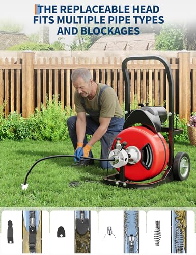 370W Electric Drain Cleaning Machine, 100FT x 1/2" Sewer Snake - Image 6