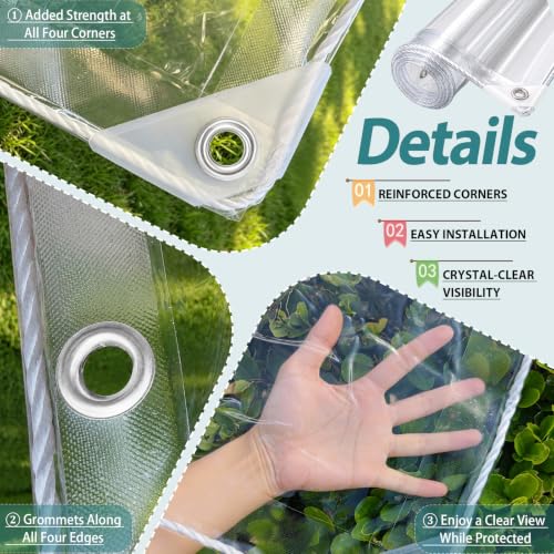 3 x 6 FT Clear Tarps Heavy Duty PVC Vinyl 14 Mil Thick Tarpaulin - Image 5