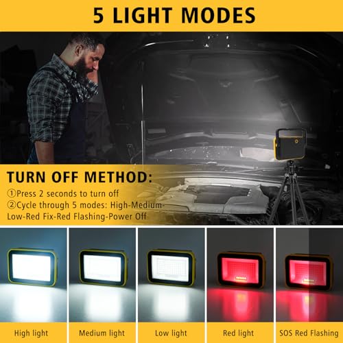 T-SUN Rechargeable Work Light, 4 Pack Portable Flood - Image 3