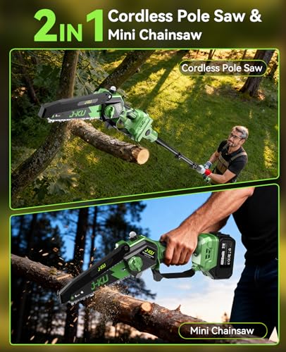 J-KU Pole Saw for Tree Trimming, 2-in-1 Mini Chainsaw - Image 4