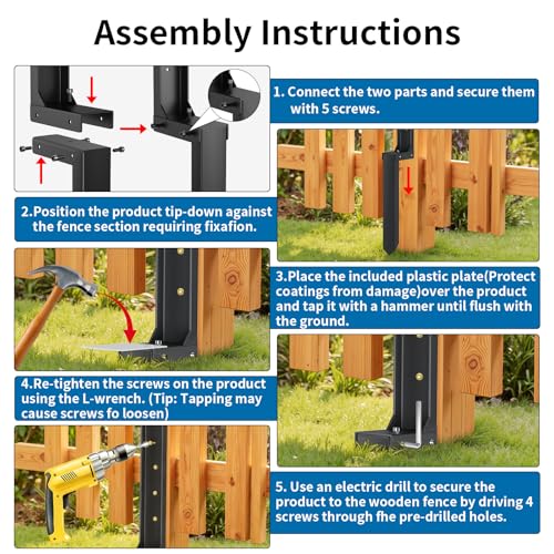 Fence Post Repair Kit, H-Shaped Anchor Spike for Tilted Wood Post - Image 6