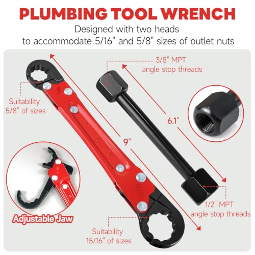 DTLHCNCT 8Pcs Plumbing Tool Set with Angle Stop Wrench - Image 4