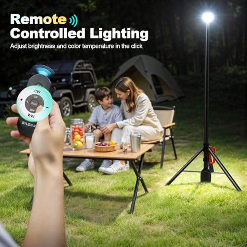360° Rechargeable Work Light with Remote &Telescopic Stand - Image 6