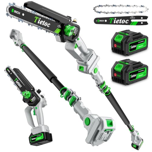 TIETOC 2-in-1 Brushless Pole Saw for Tree Trimming – 8/6" - Image 2