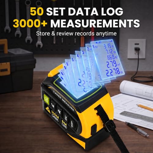 4-in-1 Laser Distance Meter, 328FT Laser Tape Measure & 16FT - Image 7