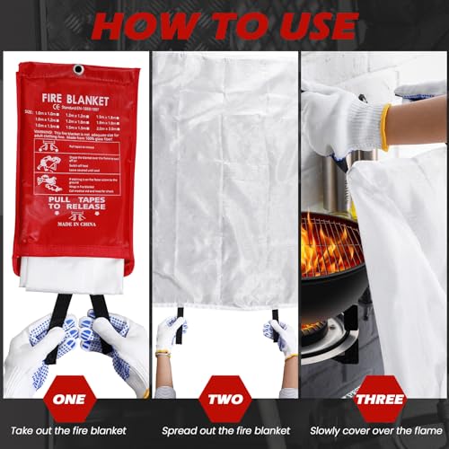 Copkim 6 Sets Emergency Fire Blanket for Home Fire Suppression - Image 5
