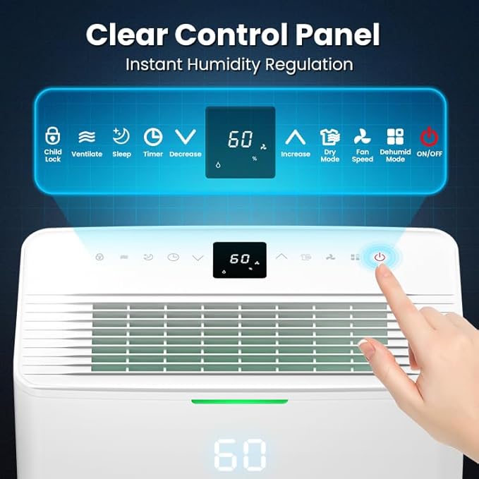 Dehumidifier, Max 80 Pint/Day Dehumidifier for Basement & Home, 4500 Sq. Ft, Compressor Dehumidifier with Drain Hose, Smart Humidity Control, Energy Efficient & Quiet for Bedroom, Large Rooms