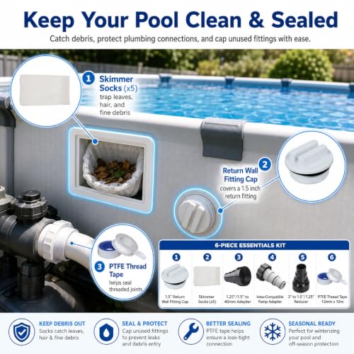 Pool Plumbing & Fittings Kit - Return Cap, Skimmer Socks (5) - Image 3