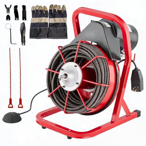 450W Electric Drain Cleaner, 75 ft x 1/2 in Manual Feed Drain - Image 2