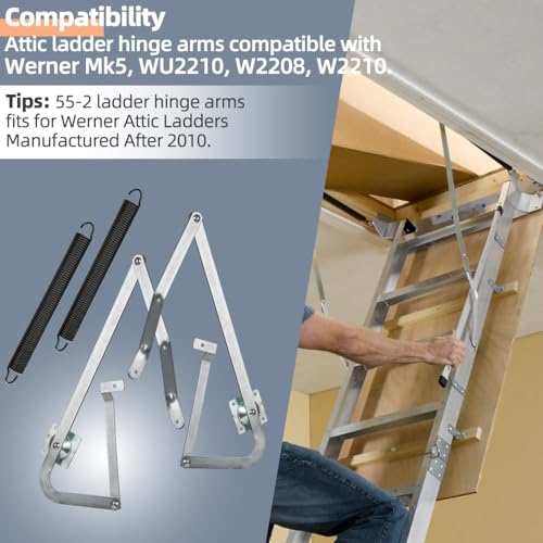 55-2 Attic Ladder Hinge Arms with Springs for Werner Attic - Image 4