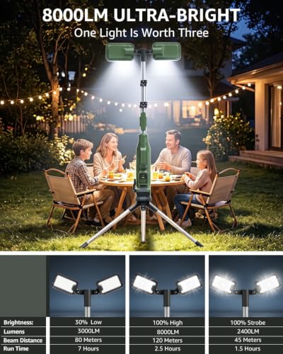 L6 Rechargeable Telescopic Camping Work Light with Tripod Stand - Image 4