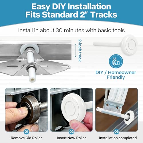Garage Door Rollers 10 Pack Hardware Kit, 7 ft Door, White Nylon - Image 5