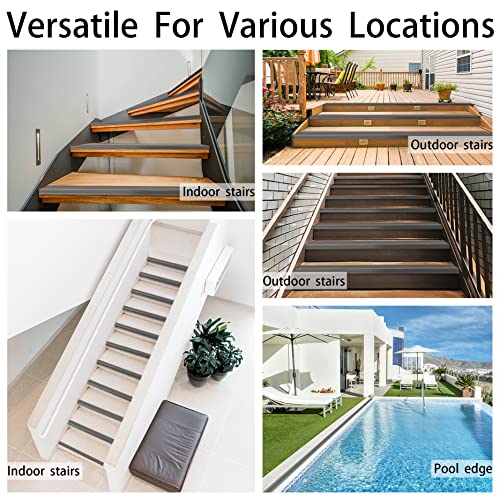 Rubber Stair Nosing - Stair Anti-Slip Adhesive Strip, Made of Wear-Resistant Rubber, Mute, Easy to Install - Indoor/Outdoor, Helps Elderly and Children Prevent Slipping (1, Grey, 7