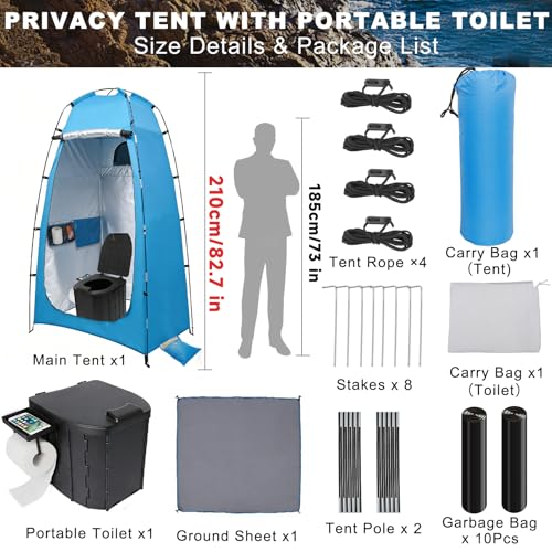 82.7Inch Tall Shower Tent and Camping Toilet | Travel Essentials - Image 3