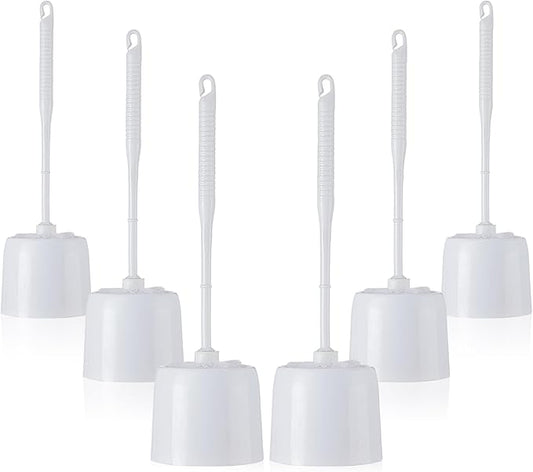 Roshtia 6 Sets Toilet Brush and Holder Set for Bathroom Cleaning Toilet Bowl Brush Scrubber with Caddy for Cleaning, 14.57 Height(White)
