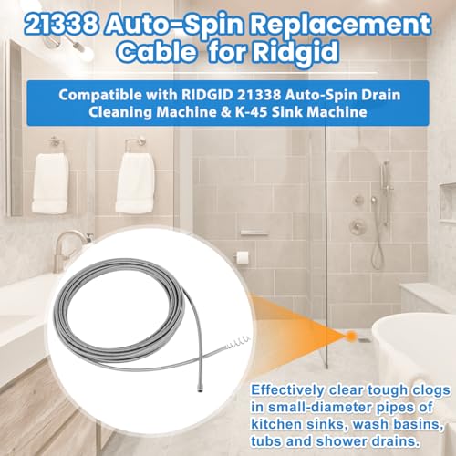 21338 Auto-Spin Replacement Cable for Ridgid - 1/4" x 30' - Image 3