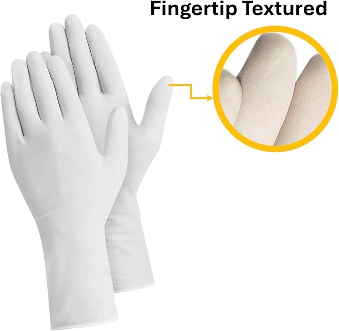 12 Inch 7.5Mil Ultra Stretch Professional White Disposable Nitrile Gloves, Cleaning, Food Safe, Kitchen, Tough & Strong