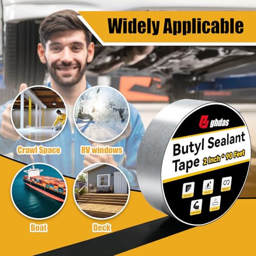 1 Pack Butyl Sealant Tape 2" X 90' - Double Sided - Black - Image 5