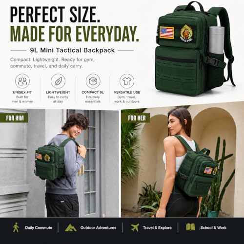 9L Mini Tactical Backpack for Men and Women, Gym Hiking - Image 4
