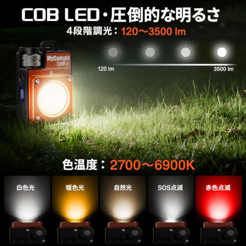 3500LM Portable Rechargeable LED Camping Lanterns, 2-Pack, Orange - Image 3
