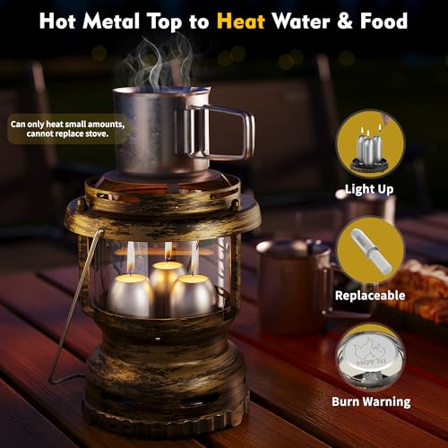 3-Wick Candle Lantern for Power Outages, 18H Emergency Light - Image 4