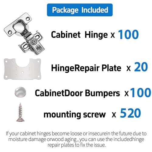 Cabinet Hinges - 100 Pack for 1/2 Inch Overlay Cabinet | Home Repair - Image 4